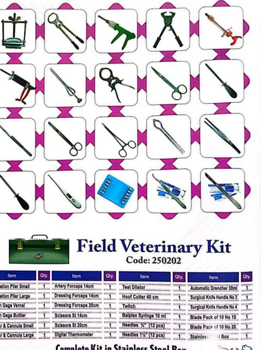 Field, Surgical and Postmortem Kits — product photography from the IBM Investment Ltd. catalogue